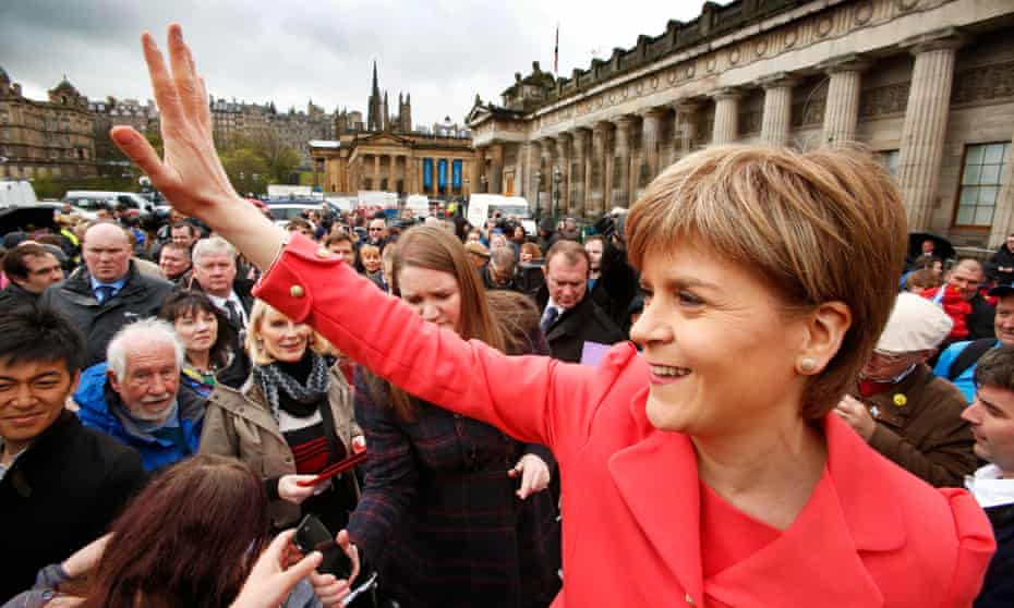 The SNP leader, Nicola Sturgeon, campaigns in Edinburgh on Wednesday.