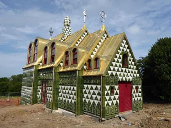 View of the north porch entrance from the pedestrian footpath. Photograph: Grayson Perry/FAT Architecture