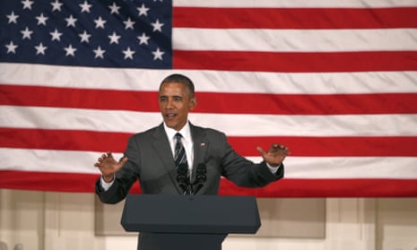 President Barack Obama on stage.