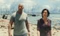 Dwayne Johnson and Carla Gugino in earthquake disaster movie San Andreas.