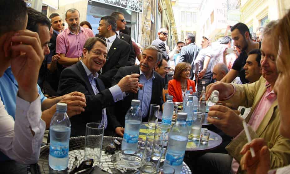 Cypriot president Nicos Anastasiades and Turkish Cypriot leader Mustafa Akinci in Nicosia