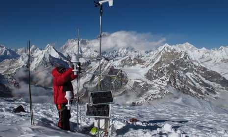 Scientists monitors the shrinking Mera glacier in Nepal
