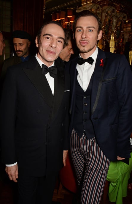 John Galliano (L) and Alexis Roche attend Edward Enninful's party.