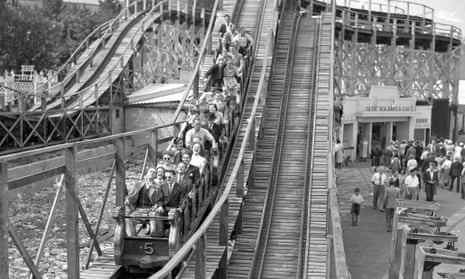 Rollercoaster at Dreamland amusement park, Margate, Kent.