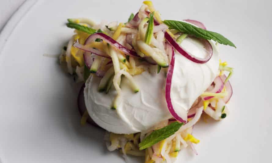 Say cheese: burrata with pickled vegetables.