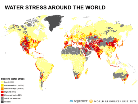 Map of water stress around the world