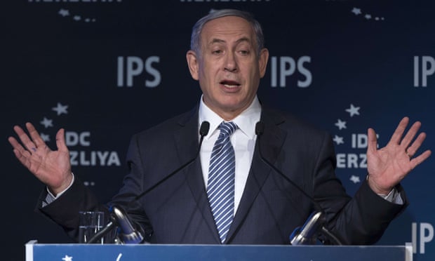 Israeli Prime Minister Binyamin Netanyahu delivers a speech during the 15th Herzliya conference entitled “Israel in a turbulent Middle East”.