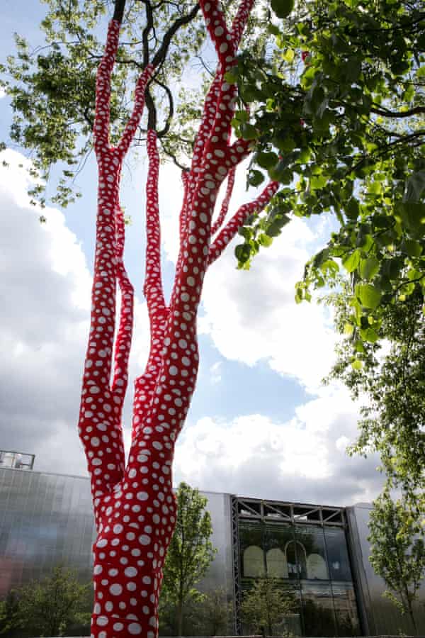 Yayoi Kusama’s decorated trees during the Garage Museum of Contemporary Art opening week.