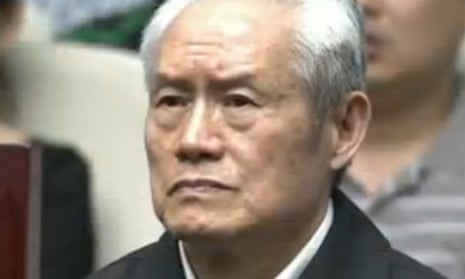 Zhou Yongkang at his trial, where he was sentenced on 11 June to life in prison.