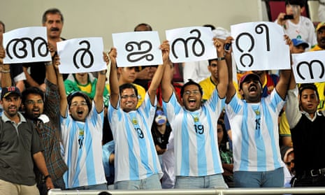 Qatari fans watch Argentina play Brazil