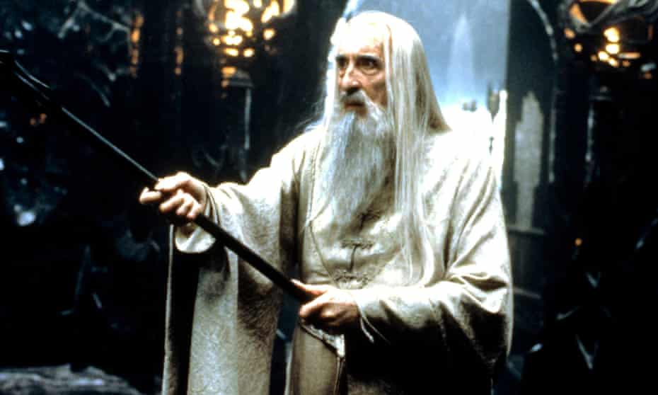Christopher Lee as the wizard Saruman in The Lord of the Rings