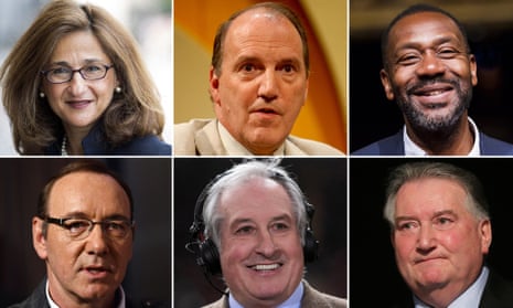 Five knights and a dame: top row economist Dr Nemat Shafik, former Liberal Democrat MP Simon Hughes, actor Lenny Henry. Bottom row, actor Kevin Spacey, former rugby international Gareth Edwards and trade unionist Paul Kenny