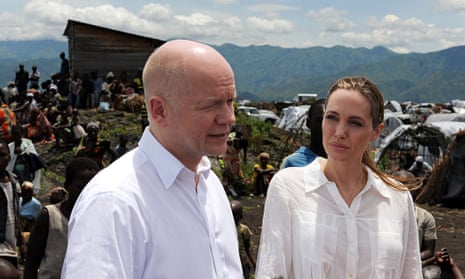 William Hague and Angelina Jolie at a Congolese refugee
