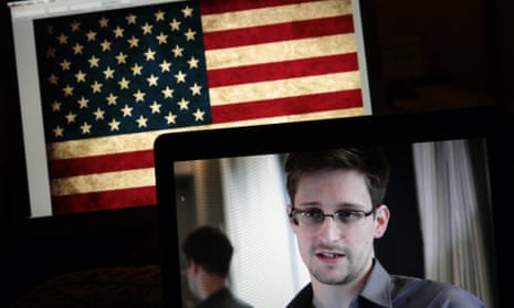 Edward Snowden taking part in an online Q&amp;A session from Moscow last year.