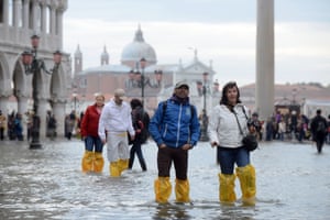 October 2012: St Mark’s Basin during ‘exceptional high’ water, which left more than 70% of Venice flooded when sea level rose to over 150cm. The maximum documented tide level was 194cm in November 1966.