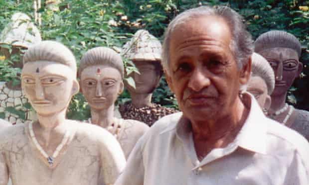 Nek Chand, with statues