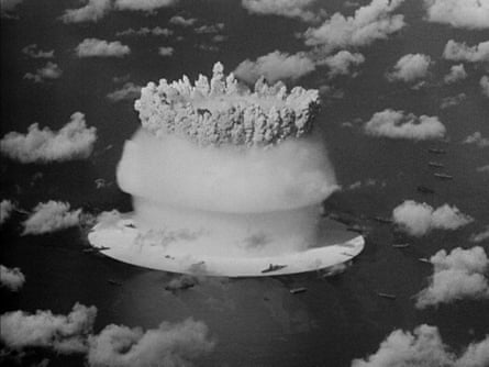 Viewed from every angle ... ships surround the explosion at Bikini Atoll