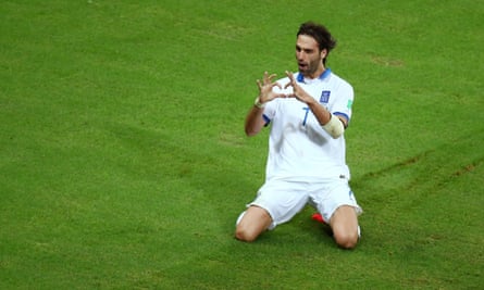 Giorgios Samaras celebrates scoring for Greece but will Baggies fans see him doing the same for them ever again?