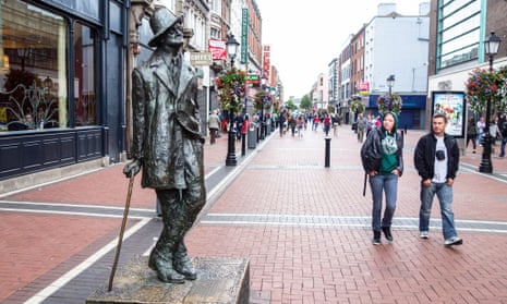a statue of James Joyce in North Earl Street, Dublin