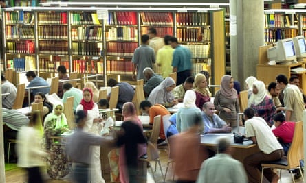 Egyptians crowd one of the reading sites in Bibliotheca Alexandrina, Alexandria library in Alexandria Egypt. The library aspires to reflect the spirit of the ancient Bibliotheca, founded around 295 BC by Ptolemy I Soter, the successor of the city's founder, Alexander the Great.