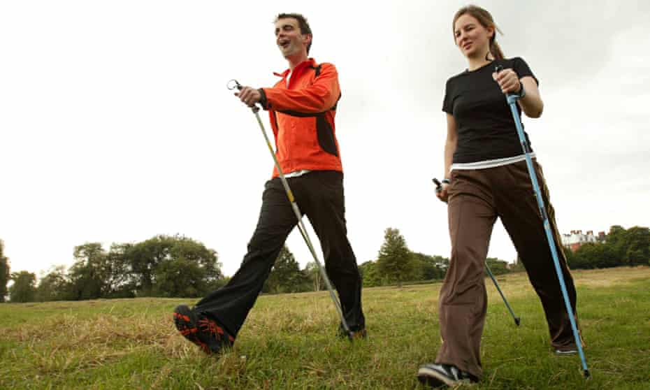 Best foot forward? Nordic walking on London's Hampstead Heath. Photograph: Graham Turner for the Gua