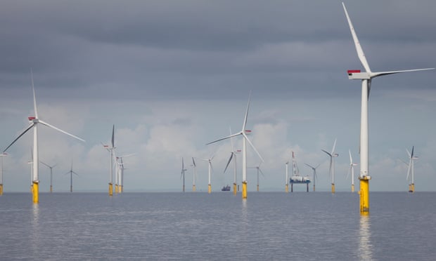 A windfarm off the coast of North Wales.