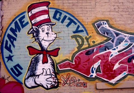 Cool cat … Dr Seuss's 'Cat in the Hat' graffiti on side of a building in the East village section of New York City.