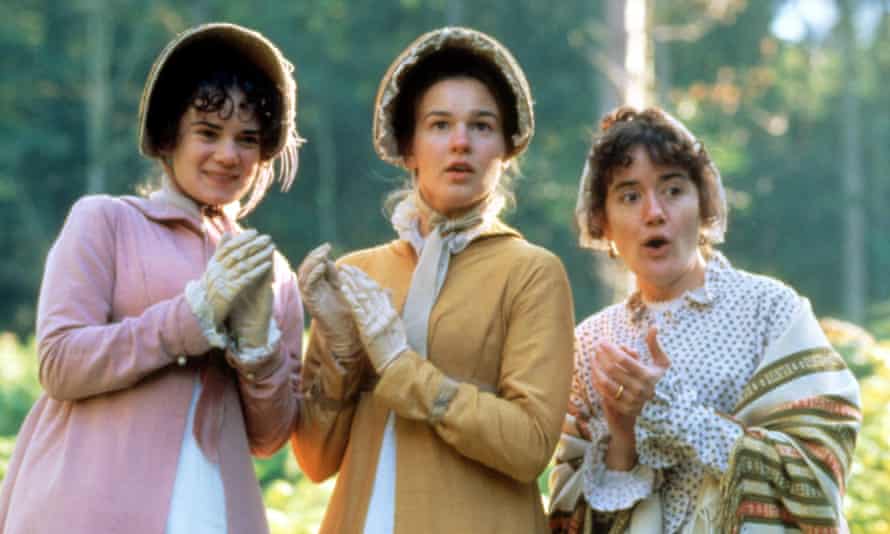 Victoria Hamilton, Emma Roberts and Sophie Thompson as the Musgrove sisters in Persuasion.