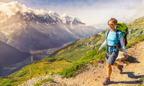 Hiking the trails above Chamonix, with views of Mont Blanc