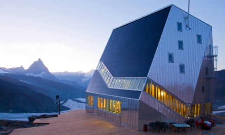 The Monte Rosa Hut of the Swiss Alpine Club.