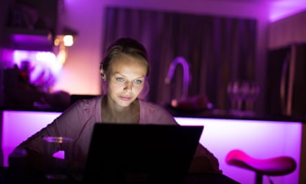woman burning the midnight oil with laptop
