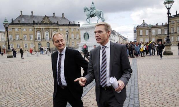 The leader of the Danish People’s party, Kristian Thulesen Dahl, and his party colleague Peter Skaarup, left, in Copenhagen.