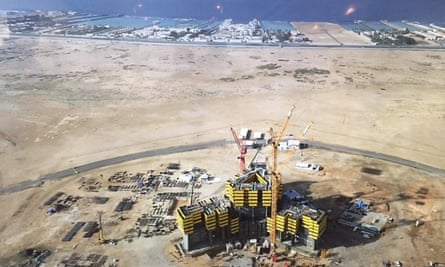 The Kingdom Tower desert construction site in January 2015.