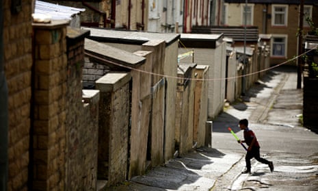Children playing in the streets in Brierfield in Lancashire where nearly 35% of children live in pov