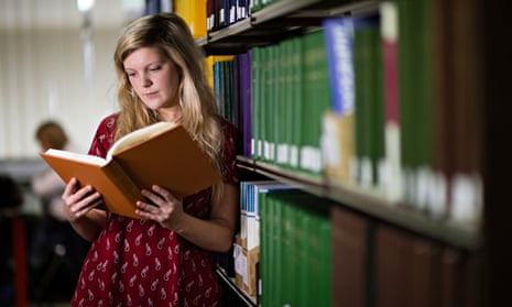Female student in library