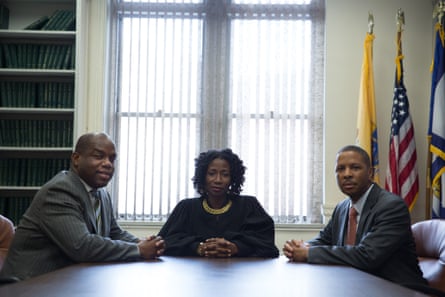From left: public defender Ashlie Gibbons, Judge Victoria Pratt and Newark city prosecutor Herbert Washington.