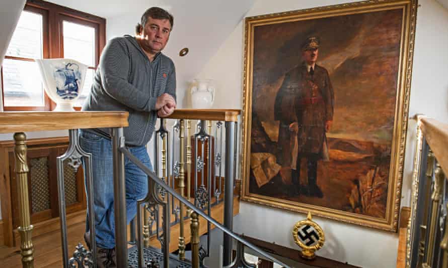 Kevin Wheatcroft at home in Leicestershire, where he keeps one of the largest collections of German military vehicles and Nazi memorabilia.