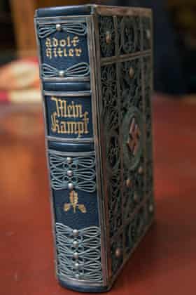 A silver-bound edition of Mein Kampf.