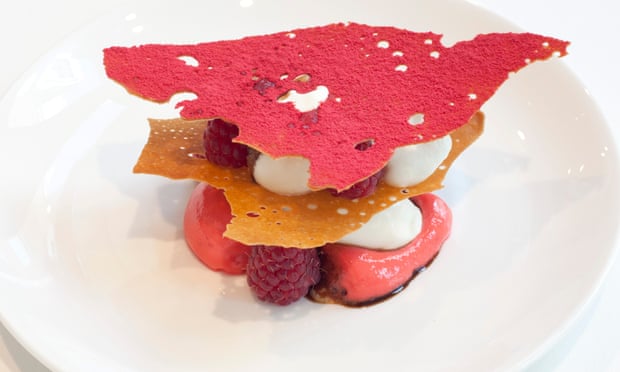 The delicate-wafered raspberry millefeuille.
