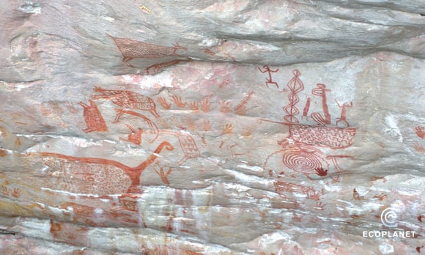 Images of rock art that could be 20,000 years old, found in Chiribiquete national park, Colombia.