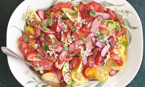 Yotam Ottolenghi's tomato, rhubarb and elderflower salad