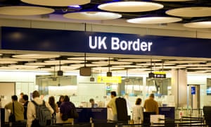 UK Border control at Terminal 5 Heathrow Airport London United Kingdom.
