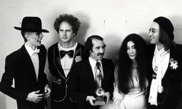 Simon and Garfunkel with David Bowie, Yoko Ono and John Lennon.