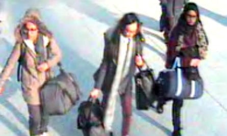 Amira Abase, Kadiza Sultana, and Shamima Begum, three British schoolgirls believed to have gone to Syria to join Isis