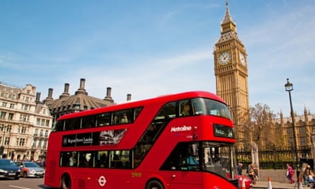 A London bus in front of Big Ben