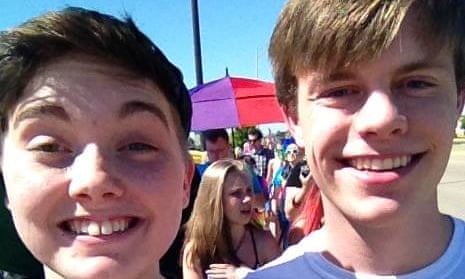 Nathan Leach and UNK Queer-Striaght Alliance president Tiff Weekly​ at the Kearney Pride Walk 2015.