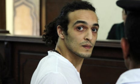 Mahmoud Abou-Zeid, an Egyptian photojournalist known by his nickname Shawkan, appears before a judge in May for the first time after spending more than 600 days in prison in Cairo.