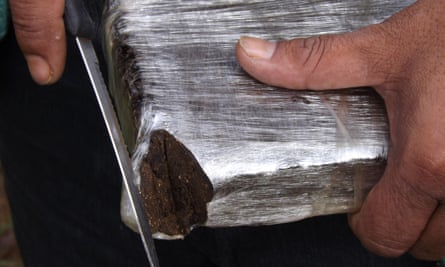 A brick of pressed hashish garnered from a plantation in Pedro Juan Caballero.