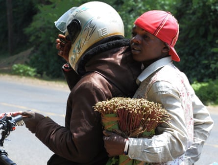 Khat trader in Meru – some 300 kilometres north of Nairobi – deliver the herb on a motorbike.
