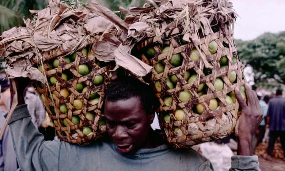 Man carrying fruit Zanzibar